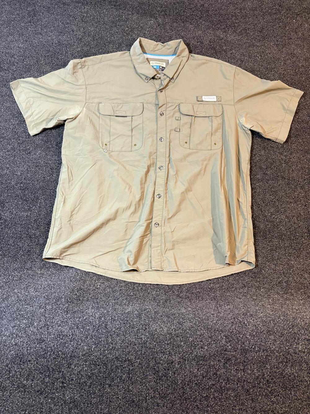 Magellan Outdoors Shirt Mens XL Green Fishing Button Up Vented Relaxed Fit